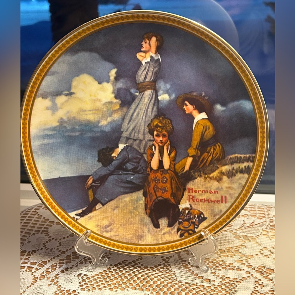 3/$30✨🌊💙Vintage Norman Rockwell "Waiting on the Shore" Collector Plate💙🌊 1982